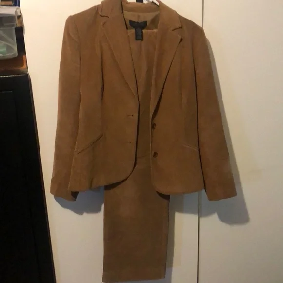 Limited tan corduroy pant suit set Womens medium jacket, pants 12 small whale - Picture 1 of 6